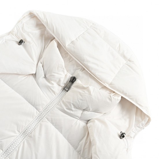 Beste Moncler Maire Hooded Quilted Shell Hvit Lange Ermer Dunjakker