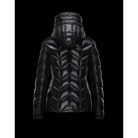 Moncler BADETE Turtleneck Drawstring Closure Svart Vinterjakke Polyamide Dame 41464877CN