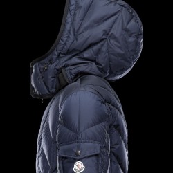 Moncler BERRIAT Detachable Hood Turtleneck Dark Blå Vinterjakke Nylon/Polyamid Herre 41456793QL