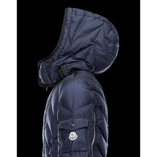 Moncler BERRIAT Detachable Hood Turtleneck Dark Blå Vinterjakke Nylon/Polyamid Herre 41456793QL