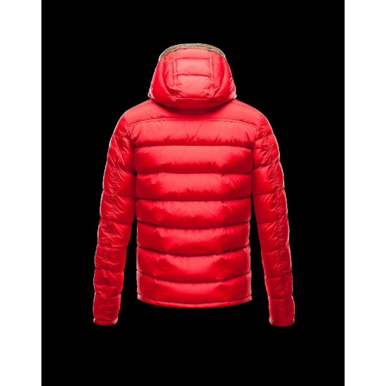 Moncler CANUT Knitted Collar Rød Vinterjakke Pa/Polyurethane Herre 41311219EJ