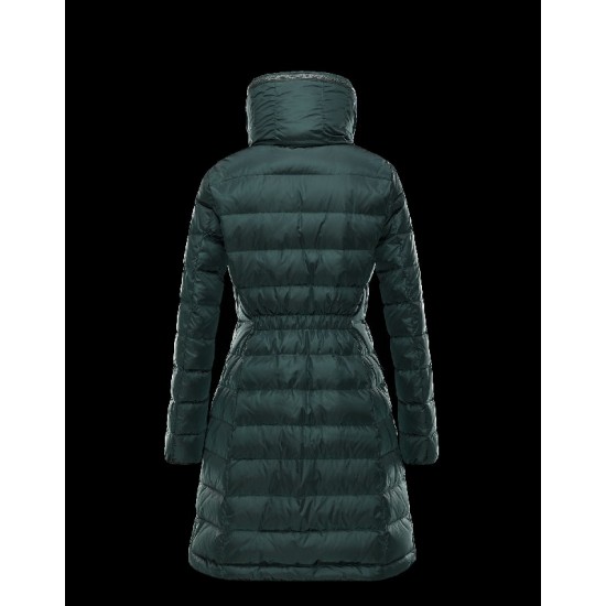 Moncler FLAMME Turtleneck Dark Grønn Dunjakke Nylon/Polyamid Dame 41381023QT