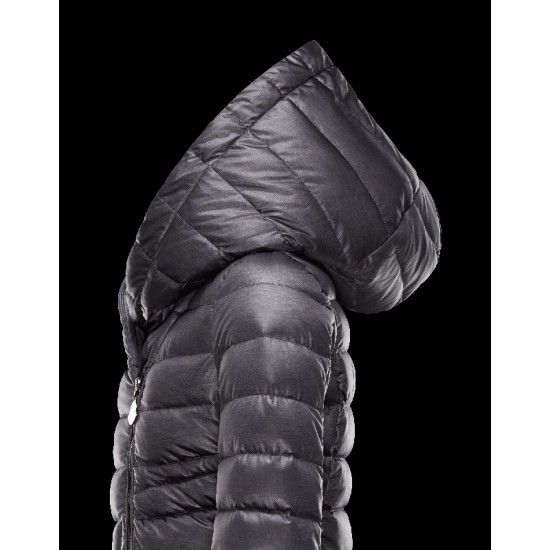 Moncler GAUBE Fixed Hood V-Neckline Steel Grå Vinterjakke Polyester Dame 41456771VN