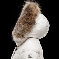 Moncler GENE Turtleneck Detachable Ivory Vinterjakke Nylon/Racoon Dame 41456957NI