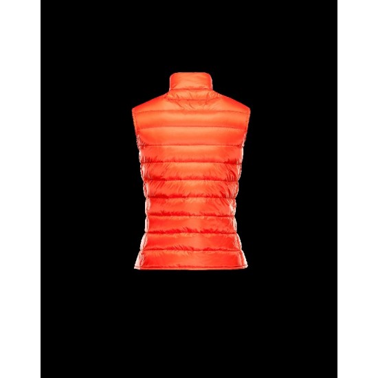 Moncler LIANE Ultralight Mandarin Collar Oransje WaistDunjakke Techno Fabric Dame 41344266AD