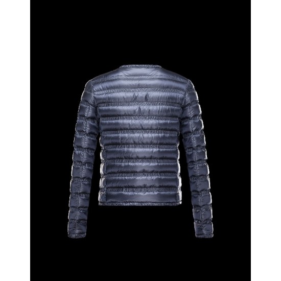 Moncler LISSY Ultralight Round Collar Blå Vinterjakke Techno Fabric/Polyamide Dame 41338938FJ