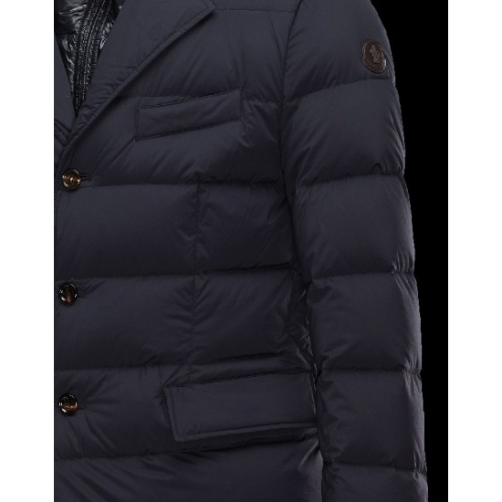 Moncler ROUILLAC Detachable Lapel Collar Blå OverDunjakke Polyamid/Elastane Herre 41377883PD