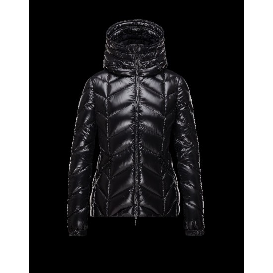 Moncler BADETE Turtleneck Drawstring Closure Svart Vinterjakke Polyamide Dame 41464877CN