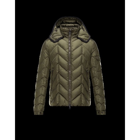 Moncler BERRIAT Detachable Hood Turtleneck Military Grønn Vinterjakke Nylon/Polyamid Herre 41456793MB