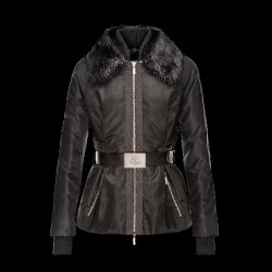 Moncler CANET Detachable Fur Collar Svart Vinterjakke Nylon/Polyamide/Beaver Dame 41466467WO