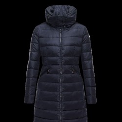 Moncler FLAMME Inner Hood Turtleneck Dark Blå Dunjakke Nylon Dame 41381023JX