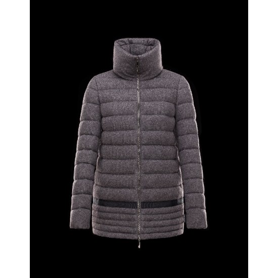 Moncler LEUCATE Turtleneck Steel Grå Dunjakke Viscose/Angora/Polyamide Dame 41456714CM