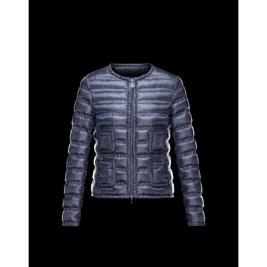 Moncler LISSY Ultralight Round Collar Blå Vinterjakke Techno Fabric/Polyamide Dame 41338938FJ