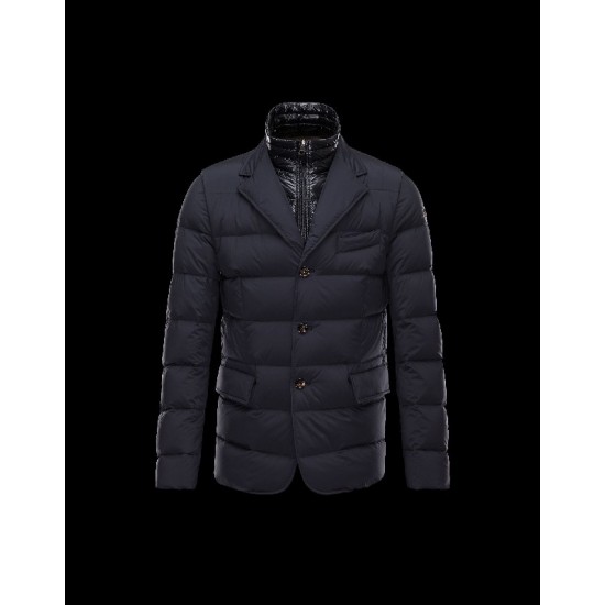 Moncler ROUILLAC Detachable Lapel Collar Blå OverDunjakke Polyamid/Elastane Herre 41377883PD