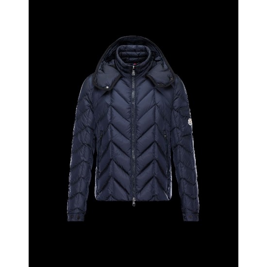 Moncler BERRIAT Detachable Hood Turtleneck Dark Blå Vinterjakke Nylon/Polyamid Herre 41456793QL