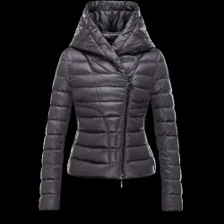 Moncler GAUBE Fixed Hood V-Neckline Steel Grå Vinterjakke Polyester Dame 41456771VN