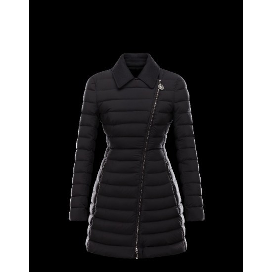 Moncler NOUES Classic Neckline Broadcloth Collar Svart Dunjakke Techno Fabric Dame 41457415FM